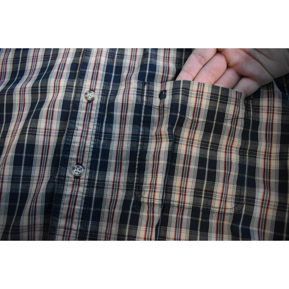Carhartt XL Plaid Button Down Shirt Flannel Mens 100% Cotton Pocket Long Sleeve - Picture 6 of 7